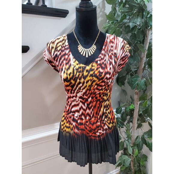 Cato Women Multi Pleated 100% Polyester Scoop Neck Short Sleeve Top Blouse Large - Picture 11 of 11